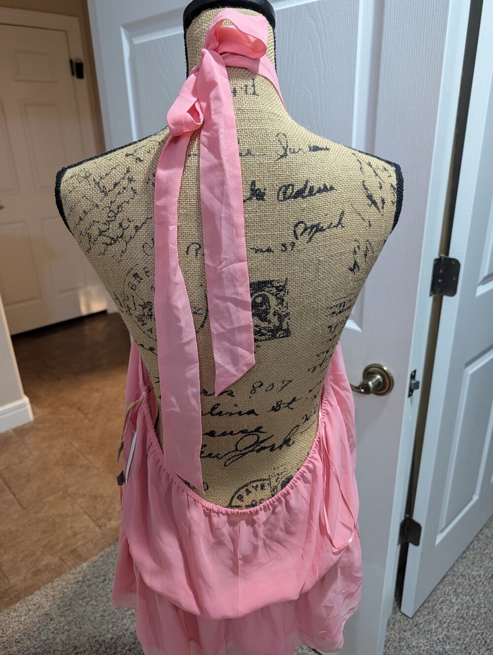 Sheer Ladies Pink Halter Ruffle - Picture 3 of 4
